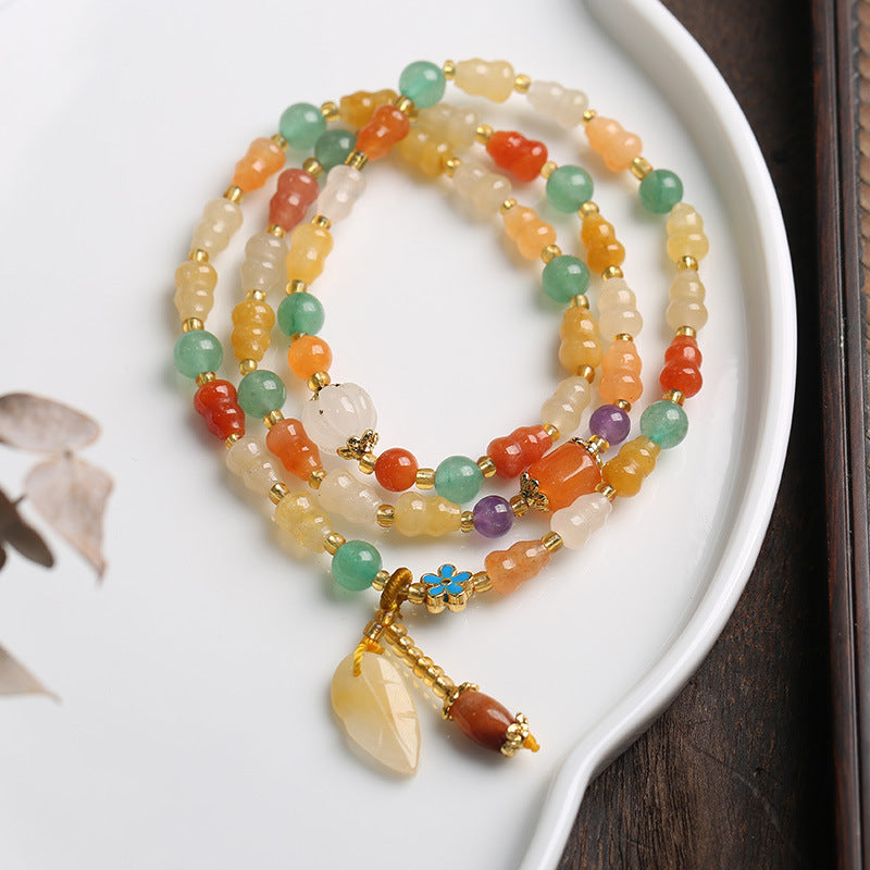 Golden Silk Jade Gourd Wealth Bracelet