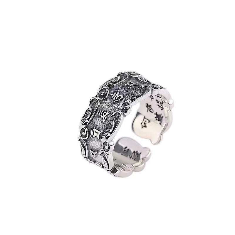 Tibetan Om Mani Padme Hum Design Peace Adjustable Ring - Image 5