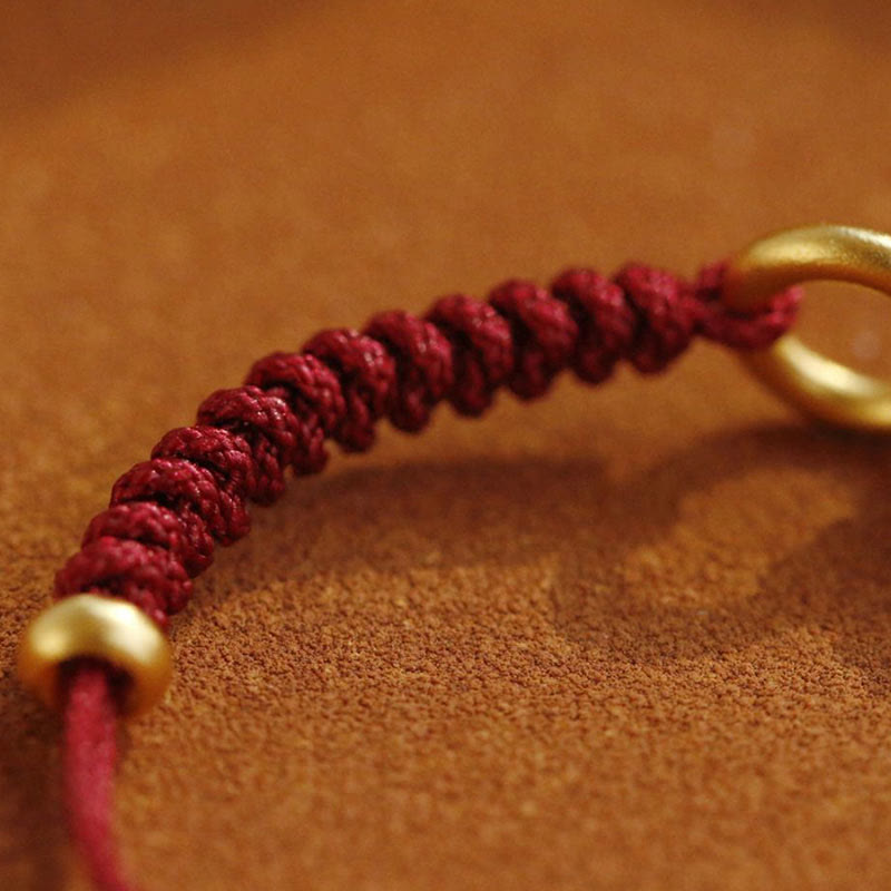 Alloy Peace Buckle Luck Red String Bracelet - Image 9