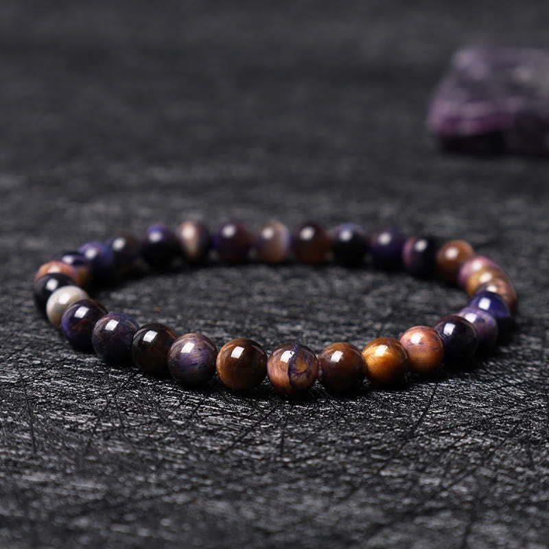 Natural Purple Tiger Eye Protection Strength Bracelet - Image 14