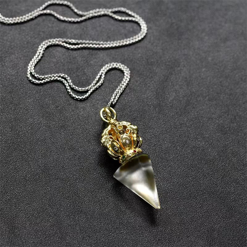 Tibetan Dorje Vajra 4 Prong Lotus Liuli Crystal Strength Necklace Pendant - Image 19