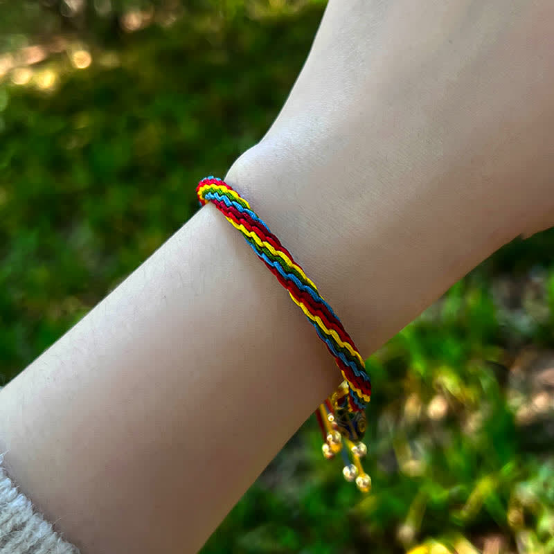 Gold Swallowing Beast Family Luck Reincarnation Knot Colorful String Bracelet - Image 7