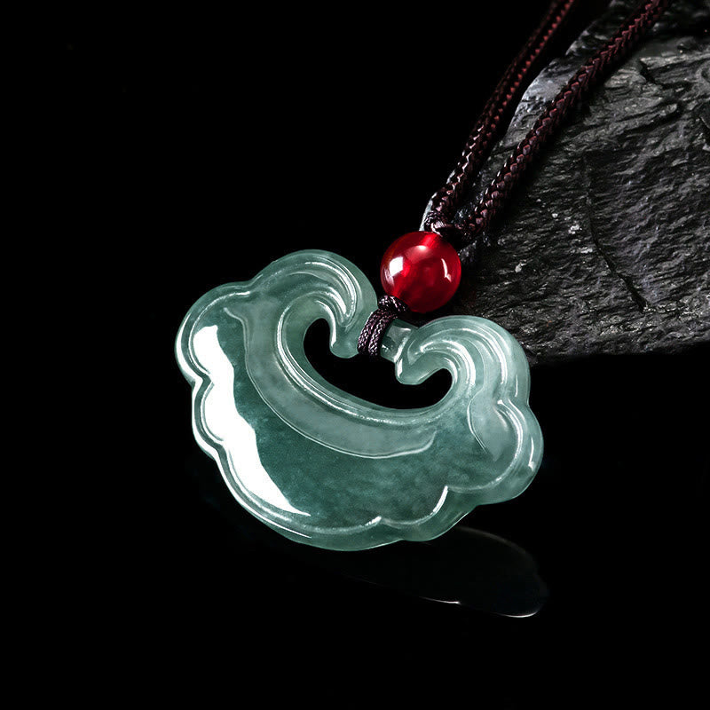 Natural Green Jade Chinese Lock Charm Luck Necklace Pendant - Image 8