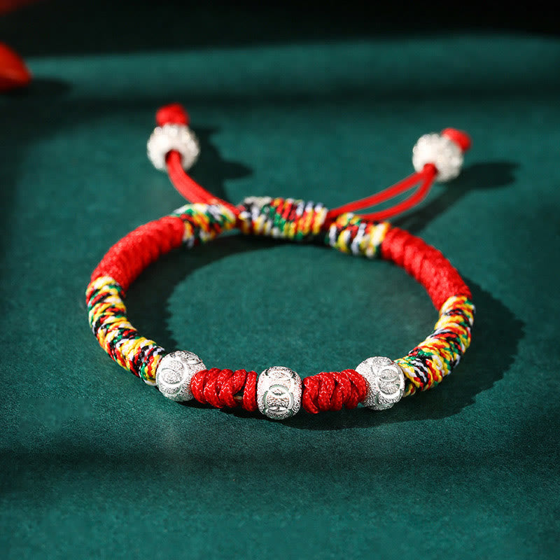 925 Sterling Silver King Kong Knot Multicolored Red String Strength Handmade Braided Kids Child Bracelet - Image 3