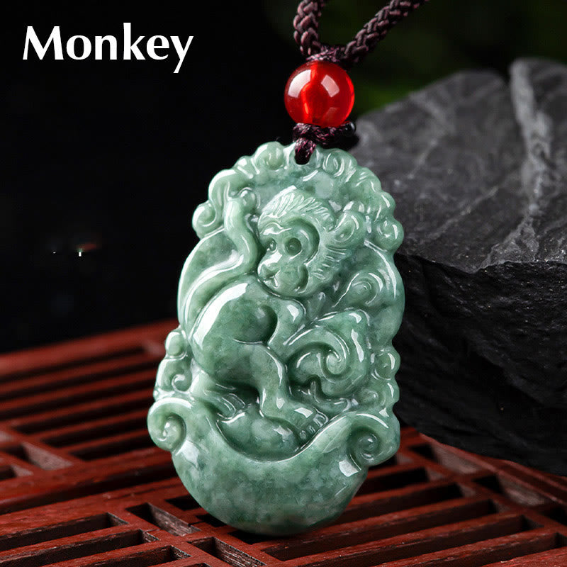 Natural Jade 12 Chinese Zodiac Prosperity Necklace Pendant - Image 22