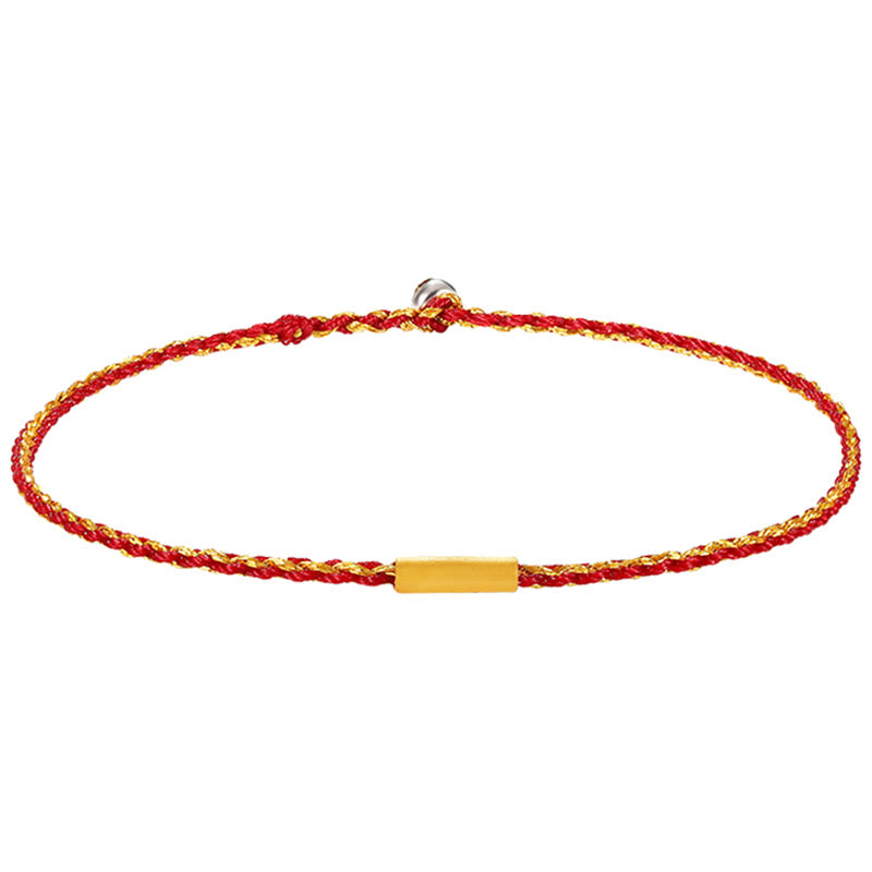 999 Gold Bead Handmade Four Thread Wishful Knots Braided Protection Bracelet - Image 13