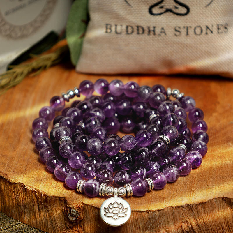 Natural Amethyst Purification Mala Bracelet - Image 6