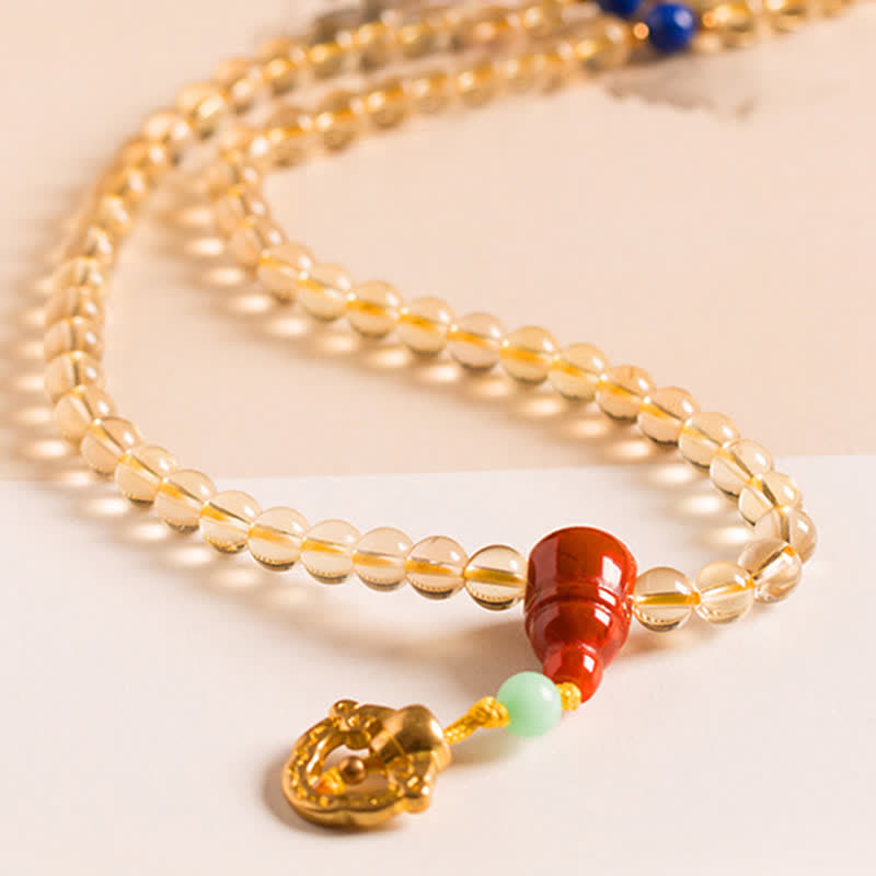 925 Sterling Silver 108 Mala Beads Natural Citrine Red Agate Amber Pleasure Charm Bracelet - Image 10