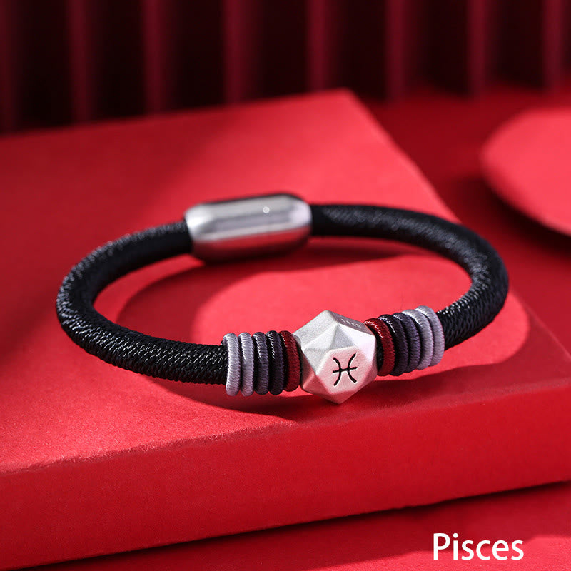 999 Sterling Silver 12 Constellations of the Zodiac Blessing Handmade String Bracelet - Image 19