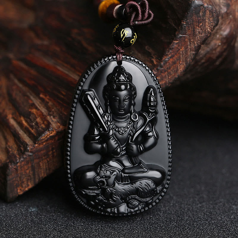 Chinese Zodiac Natal Buddha Natural Black Obsidian Purification Necklace Pendant - Image 16
