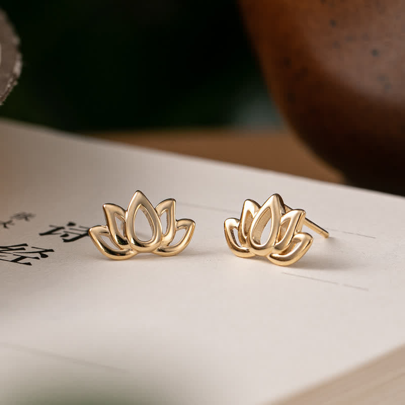 925 Sterling Silver Lotus Flower Blessing Earrings