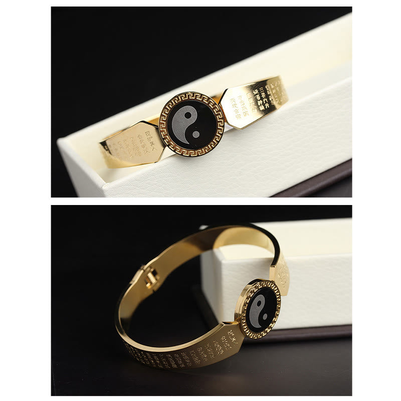 Yin Yang Lotus Om Mani Padme Hum Mantra Titanium Steel Harmony Bracelet Bangle - Image 8