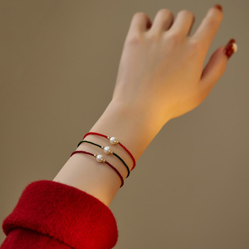 Natural Pearl Bead Luck Braid String Bracelet - Image 3