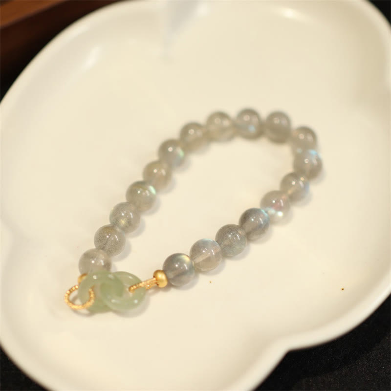 Natural Moonstone Heitan Jade Peace Buckle Healing Bracelet - Image 4