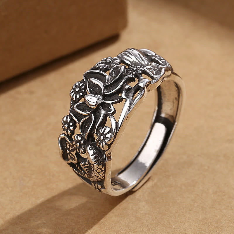 Lotus Symbol Koi Fish Enlightenment Ring