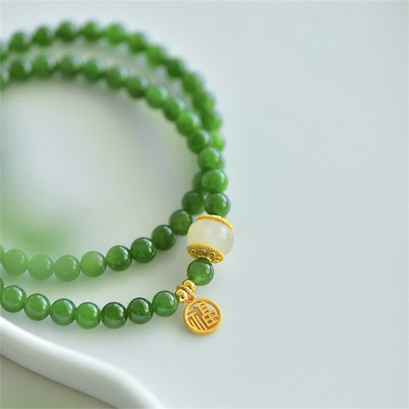 Hetian Cyan Jade Happiness Blessing Bracelet - Image 7