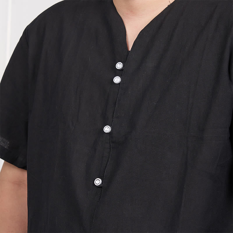 Men's Short Sleeve Button Down Cotton Linen Shirt - Image 7