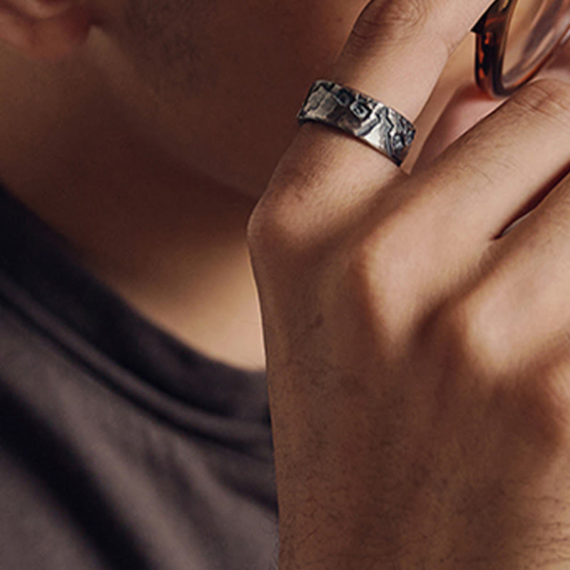 999 Sterling Silver Skeleton Pattern Handmade Blessing Ring - Image 8