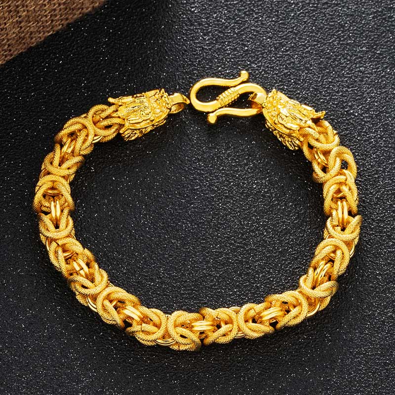 24k Gold Plated Double Headed Dragon Protection Bracelet