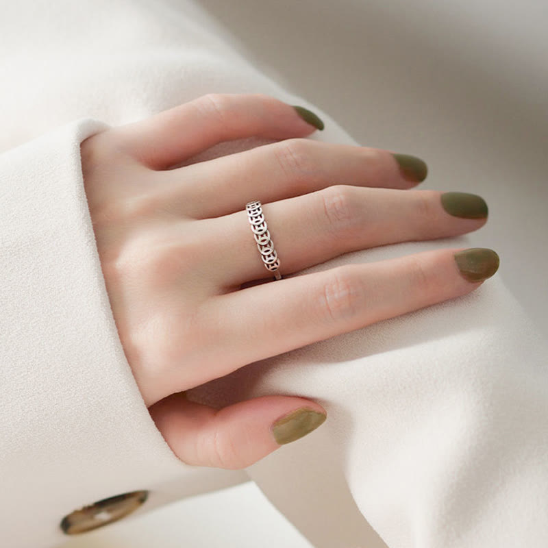 Vintage Copper Coin Design Luck Adjustable Ring - Image 7