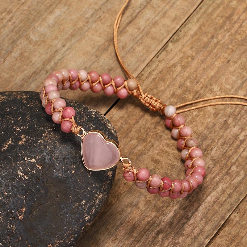 Natural Rhodonite Love Heart Healing Bracelet - Image 4