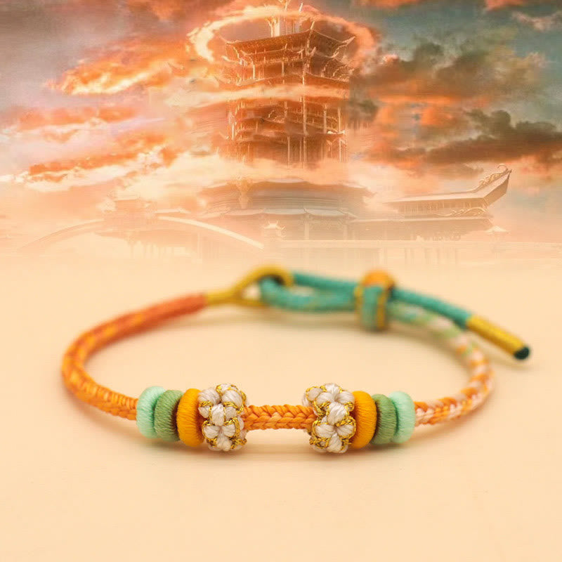 Handmade Eight Thread Peace Knot Peach Blossom Knot Luck Rope Braided Bracelet - Image 8