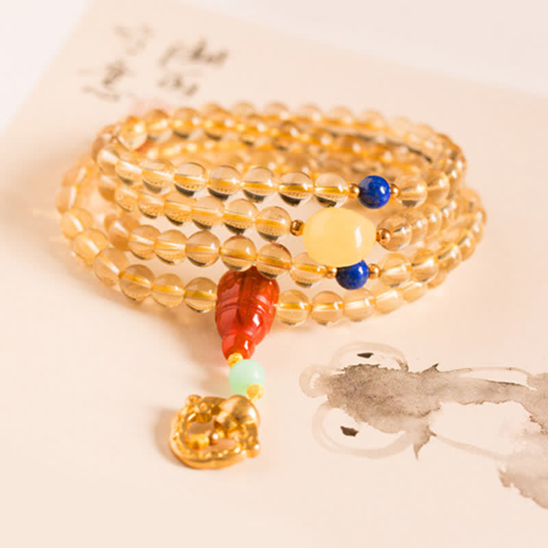 925 Sterling Silver 108 Mala Beads Natural Citrine Red Agate Amber Pleasure Charm Bracelet - Image 7