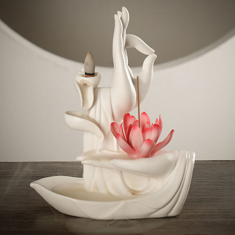 Buddha StonesTibetan Lotus Blessing Incense Burner Decoration - Image 12