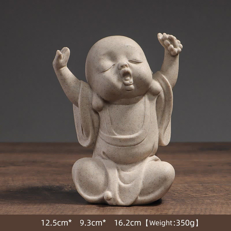 Tibetan Meditation Buddha Monk Blessing Serenity Resin Home Decoration - Image 3