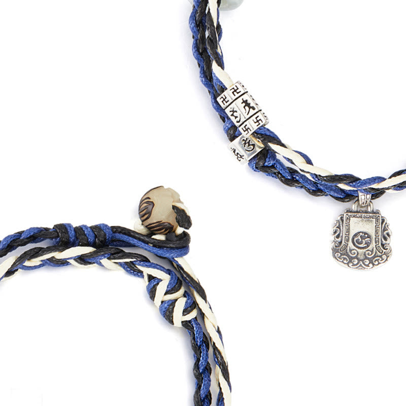 925 Sterling Silver Om Mani Padme Hum Swastika Handmade Protection Bracelet - Image 10