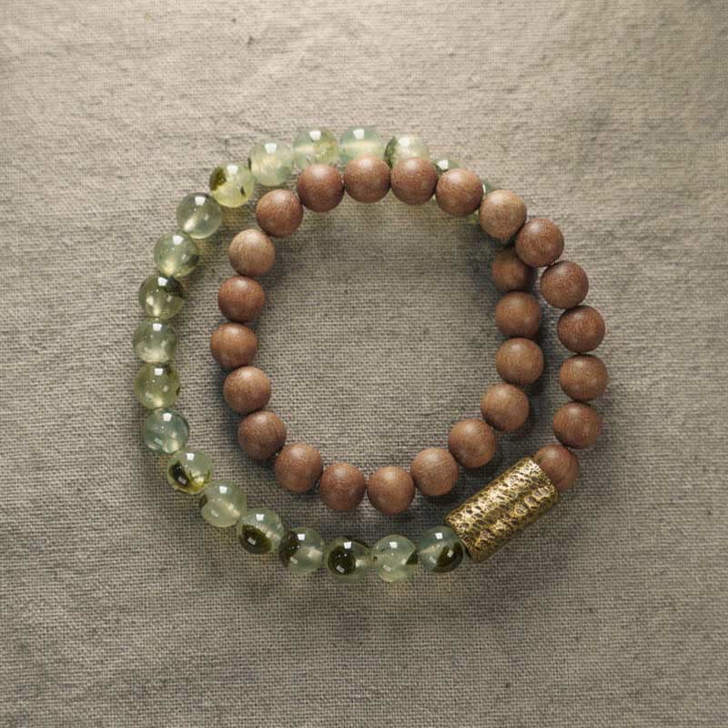 Green Rutilated Quartz Natural Sandalwood Purification Bracelet