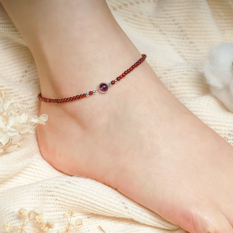 Garnet Amethyst Purification Calm Anklet - Image 4
