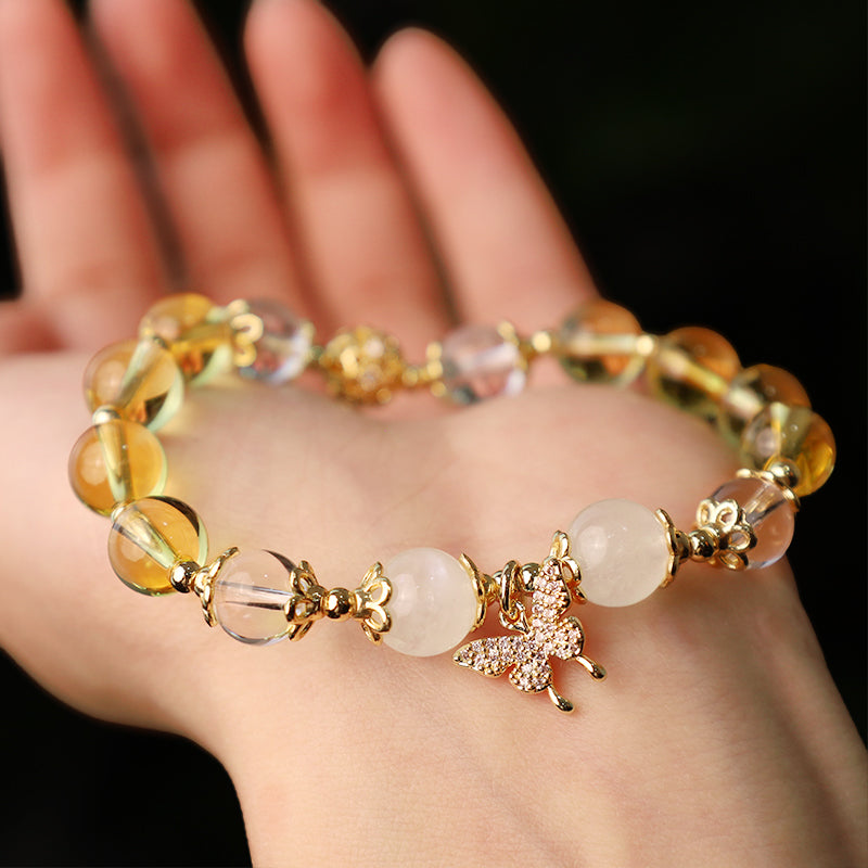Citrine Moonstone Butterfly Charm Prosperity Protection Bracelet - Image 5
