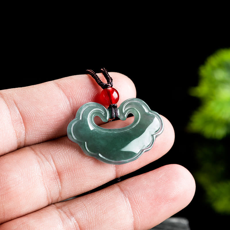 Natural Green Jade Chinese Lock Charm Luck Necklace Pendant - Image 5