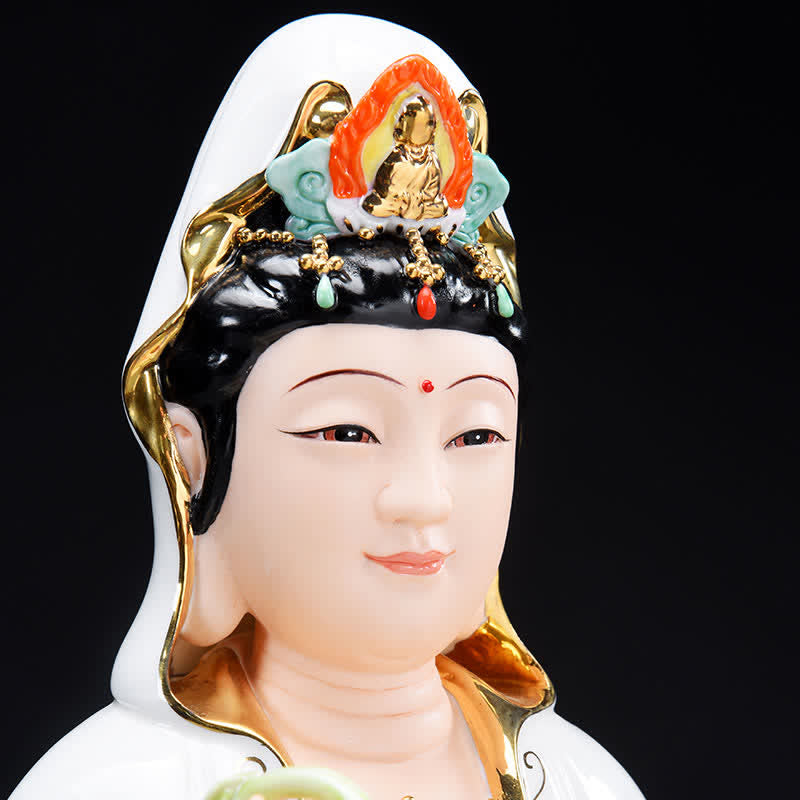 Chenrezig Bodhisattva Avalokitesvara Success Ceramic Statue Home Decoration - Image 8