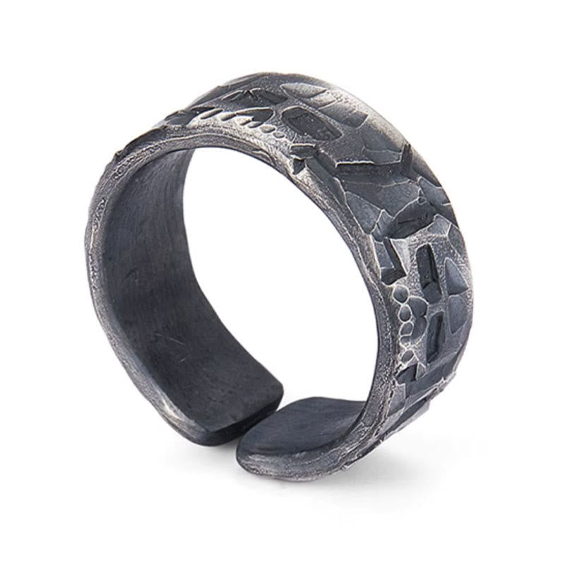 999 Sterling Silver Skeleton Pattern Handmade Blessing Ring - Image 13