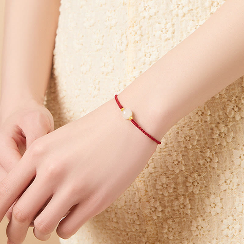 Handcrafted Round Jade Lucky Bead Prosperity Braided Bracelet - Image 15