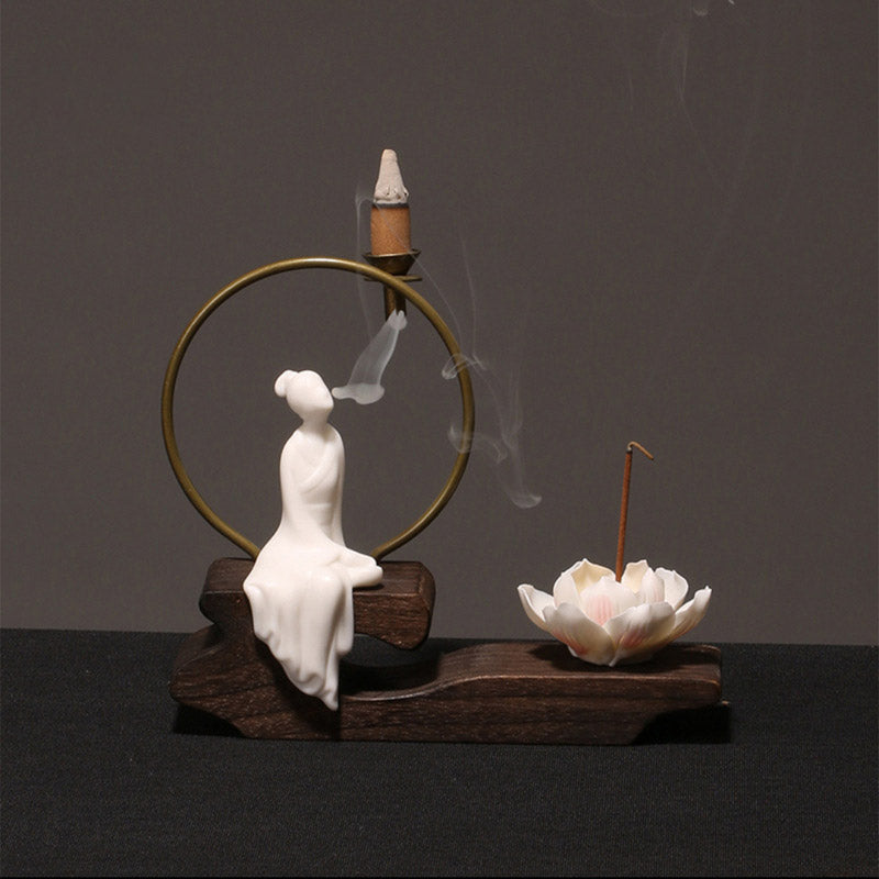Ceramic Lotus Healing Meditation Incense Burner Decoration - Image 6