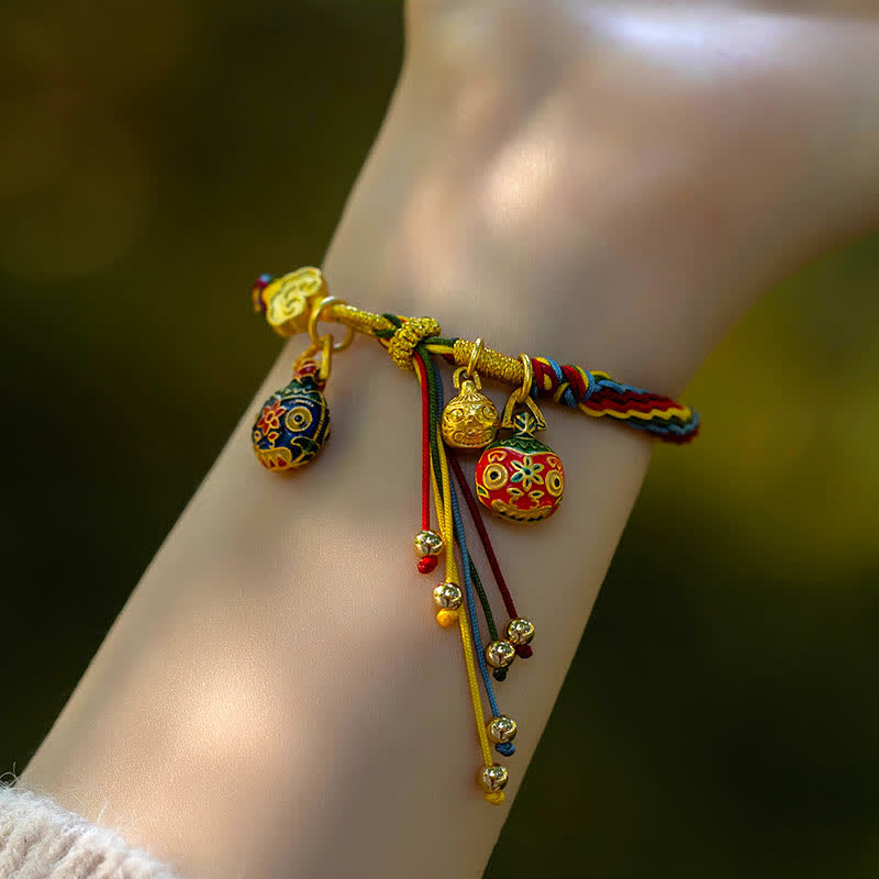 Gold Swallowing Beast Family Luck Reincarnation Knot Colorful String Bracelet - Image 6
