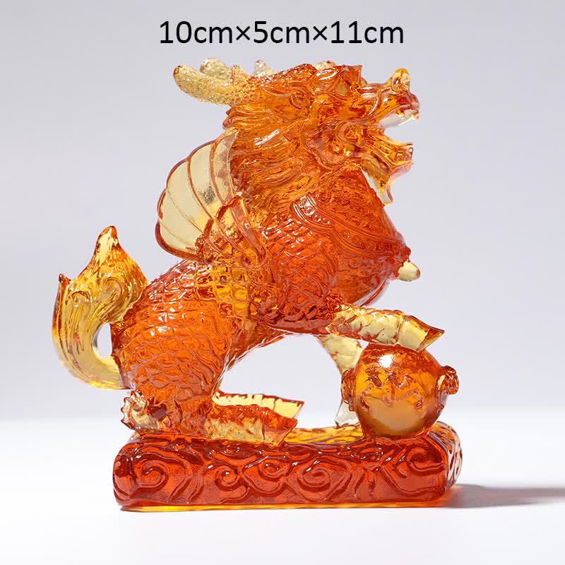Feng Shui Kirin Handmade Liuli Crystal Art Piece Fortune Home Office Decoration - Image 11