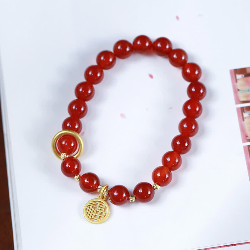 Natural Red Agate Blessing Letter Confidence Bracelet - Image 7