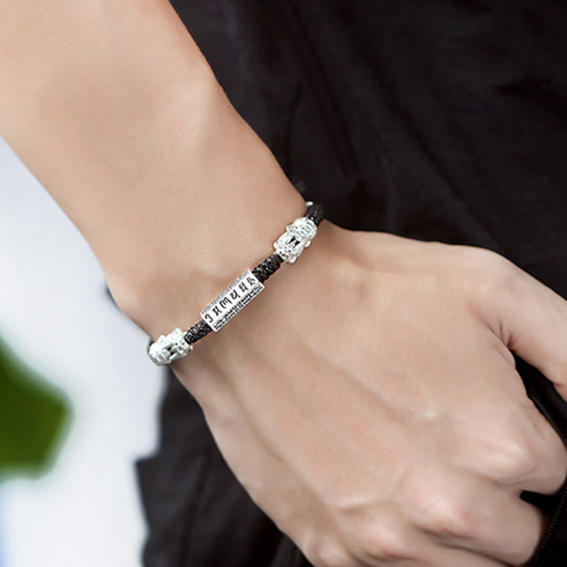 Double PiXiu Feng Shui Copper Coin Om Mani Padme Hum String Bracelet - Image 10