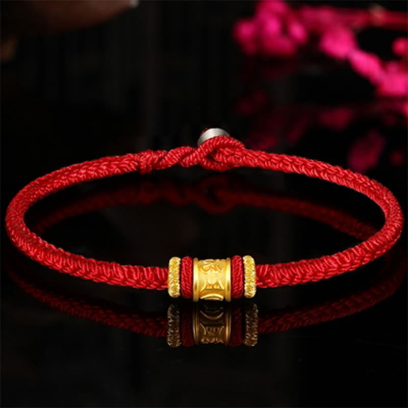 Tibet 999 Gold Om Mani Padme Hum Engraved Protection Lucky Bead Bracelet