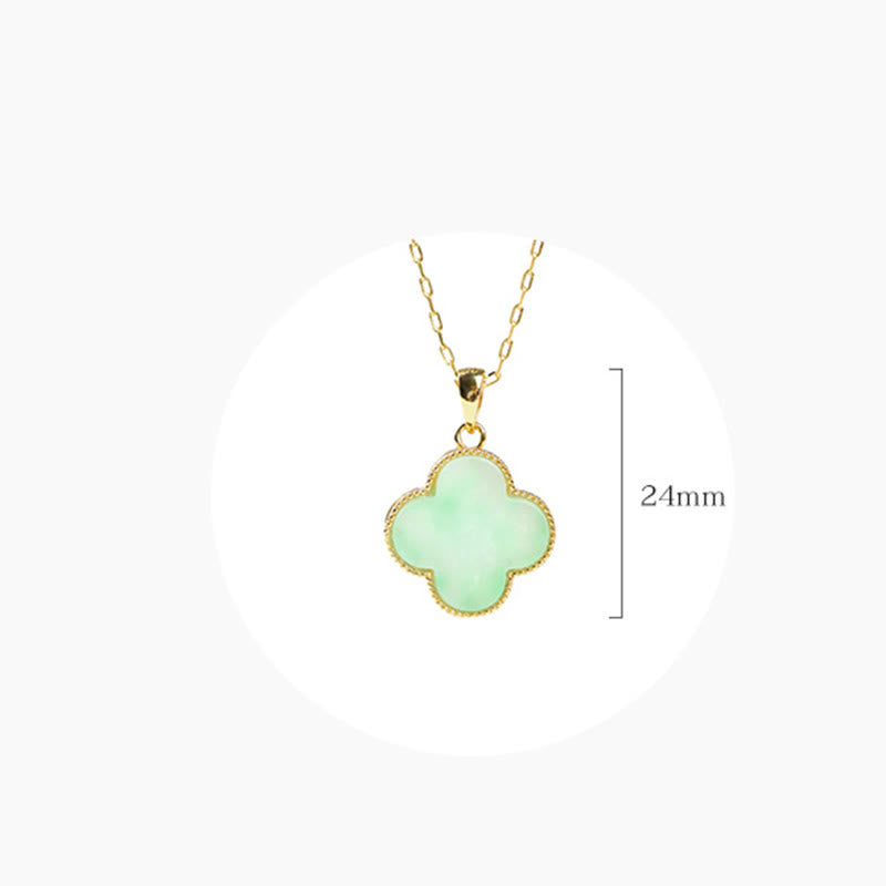 Four Leaf Clover Jade Pattern Luck Necklace Pendant - Image 6