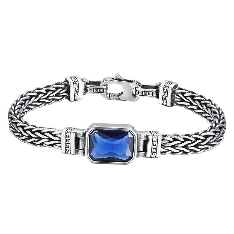 Retro Blue Acrylic Dragon Keel Braided Design Healing Wealth Buckle Bracelet - Image 14