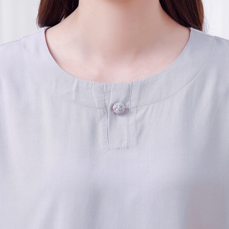 2Pcs Half Sleeve T-Shirt Pants Meditation Zen Tai Chi Cotton Linen Clothing Unisex Set - Image 14