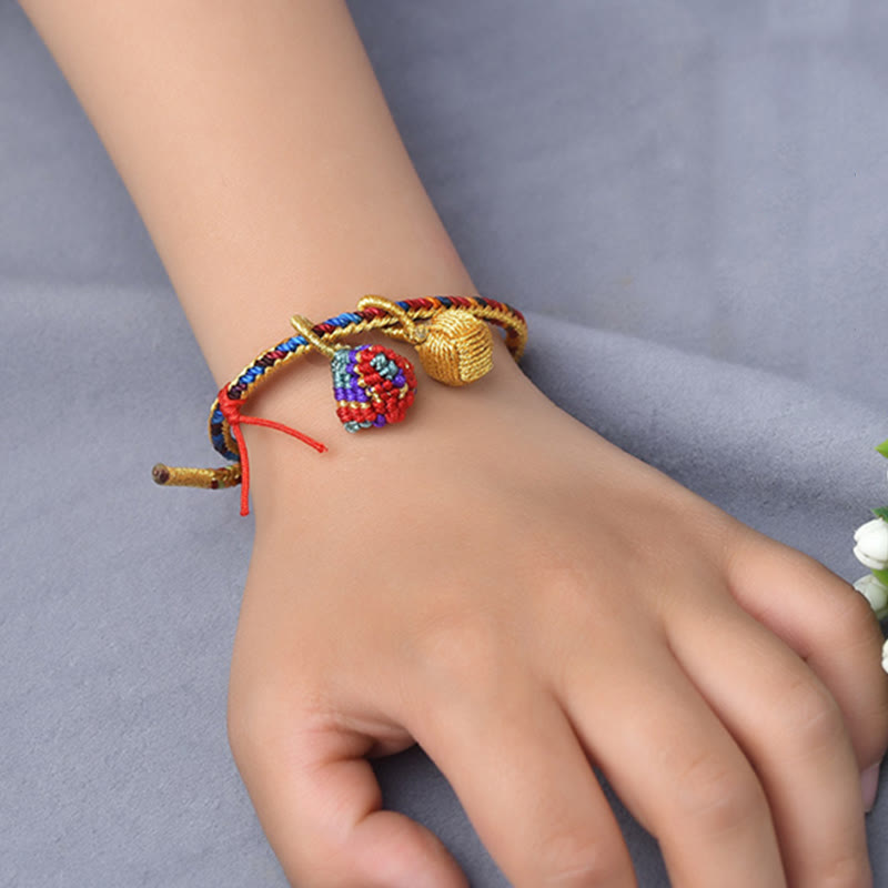 Colorful Rope Luck Handmade Zongzi Golden Ball Charm Bracelet - Image 9
