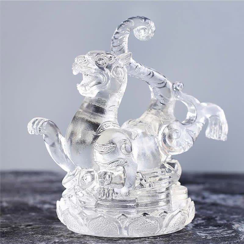 Feng Shui Four Symbols Azure Dragon Handmade Liuli Crystal Art Piece Home Office Decoration - Image 9