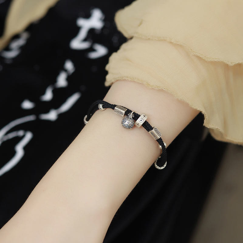 925 Sterling Silver Gold Swallowing Beast Koi Fish Wealth Handcrafted Braided Bracelet - Image 5