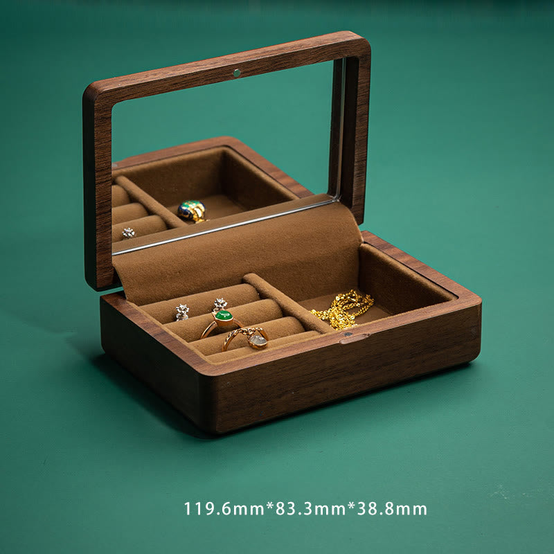 Vintage Handmade Black Walnut Wood Jewelry Storage Box With Mirror - Image 19